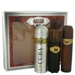 Cuba Gold Gift Set - 3.3 Oz Eau De Toilette Spray + 3.3 Oz After Shave Spray + 6.7 Oz Body Deodorant Spray -- For Men