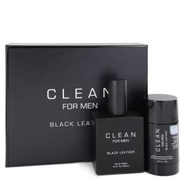 Clean Black Leather Gift Set - 3.4 Oz Eau De Toilette Spray + 2.6 Oz Deodorant Stick -- For Men