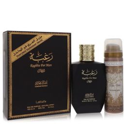 Lattafa Raghba Man Eau De Parfum Spray Plus 1.7 Oz Deodorant Spray 3.4 Oz For Men