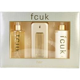Fcuk By French Connection Edt Spray 3.4 Oz & Body Lotion 8.4 Oz & Fragrance Mist 8.4 Oz For Women