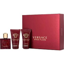 Versace Eros Flame By Gianni Versace Eau De Parfum Spray 1.7 Oz & Aftershave Balm 1.7 Oz & Shower Gel 1.7 Oz For Men