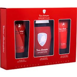 Lamborghini Sportivo By Tonino Lamborghini Edt Spray 4.2 Oz & Aftershave Balm 3.4 Oz & Shower Gel 3.4 Oz For Men