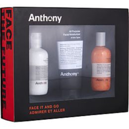 Anthony By Anthony Face It & Go Kit - Glycolic Facial Cleanser 100ml + All Purpose Facial Moisturizer 90ml + Facial Scrub 100ml --3pcs For Men