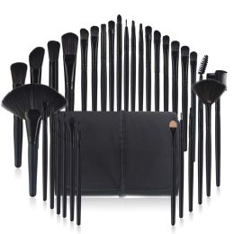 32 Pcs Soft Makeup Brushes Set Beauty Brushes Cosmetic Tools Kit Pouch Eye Shadow Foundation Powder Eyeliner Eyelash Lip Makeup (Handle Color: Black)