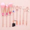 8 Pcs Kawaii Makeup Brush Set with Cute Pink Pouch; Cardcaptor Sakura Cosmetic Makeup Tool Sets &amp; Kits for Daily Use
