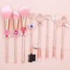 8 Pcs Kawaii Makeup Brush Set with Cute Pink Pouch; Cardcaptor Sakura Cosmetic Makeup Tool Sets &amp; Kits for Daily Use